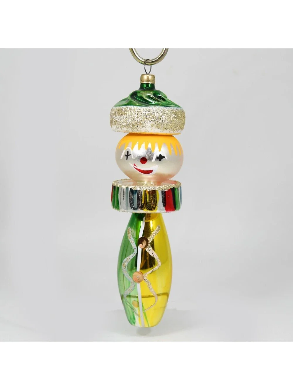 Vintage De Carlini Italian Blown Glass Clown Jester Christmas Ornament Rare MCM